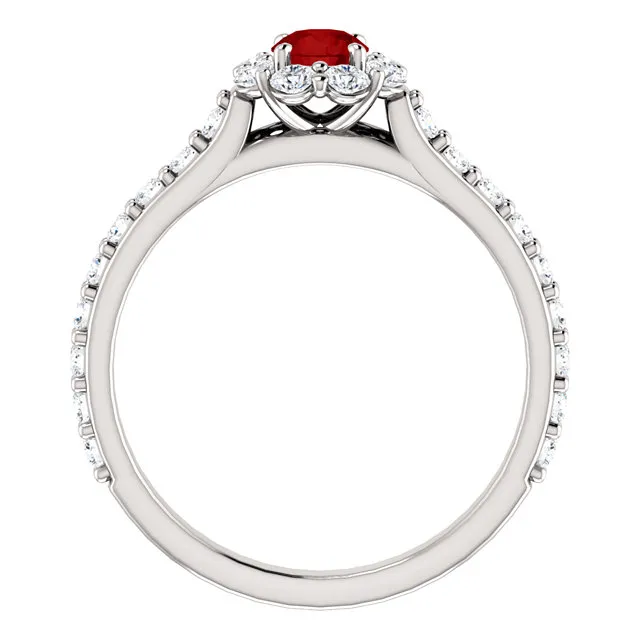 Inel de logodna din Aur 18k sau Platina cu Rubin si Diamante - model i122092