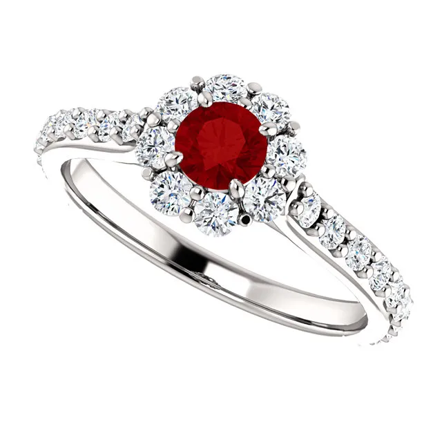 Inel de logodna din Aur 18k sau Platina cu Rubin si Diamante - model i122092