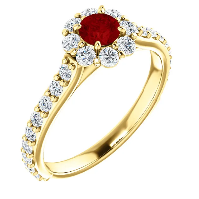 Inel de logodna din Aur 18k sau Platina cu Rubin si Diamante - model i122092