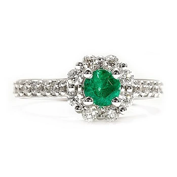 Inel de logodna din Aur 18k sau Platina cu Smarald si Diamante - model i122092