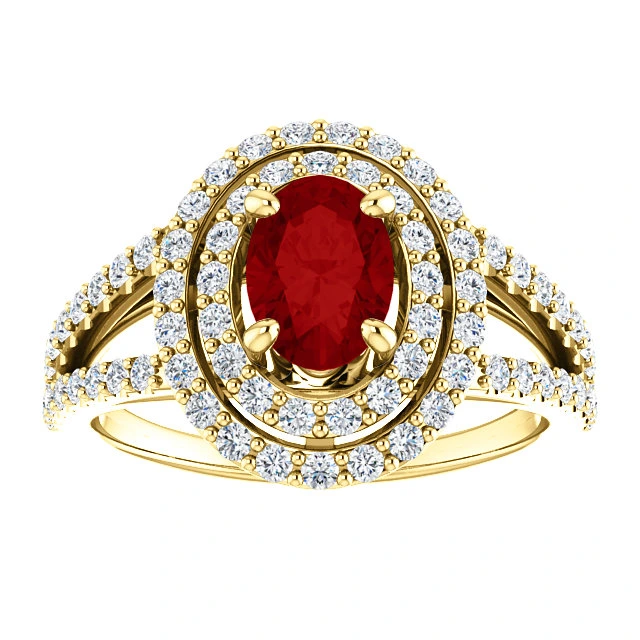 Inel de logodna din Aur 18k sau Platina cu Rubin si Diamante - model 122101
