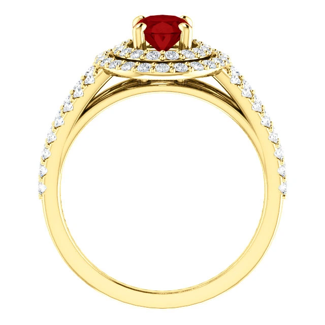 Inel de logodna din Aur 18k sau Platina cu Rubin si Diamante - model 122101