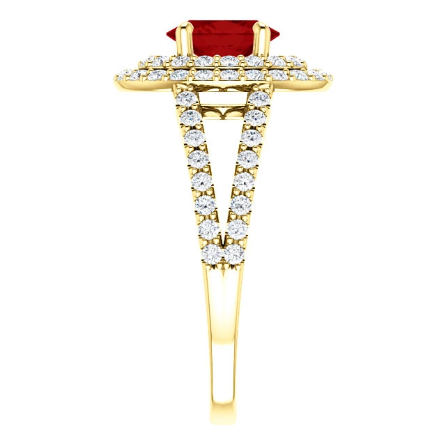 Inel de logodna din Aur 18k sau Platina cu Rubin si Diamante - model 122101