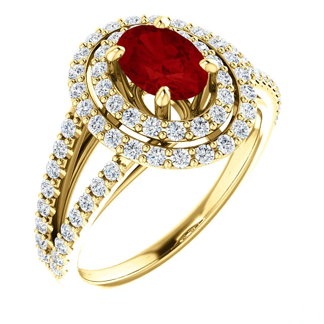Inel de logodna din Aur 18k sau Platina cu Rubin si Diamante - model 122101