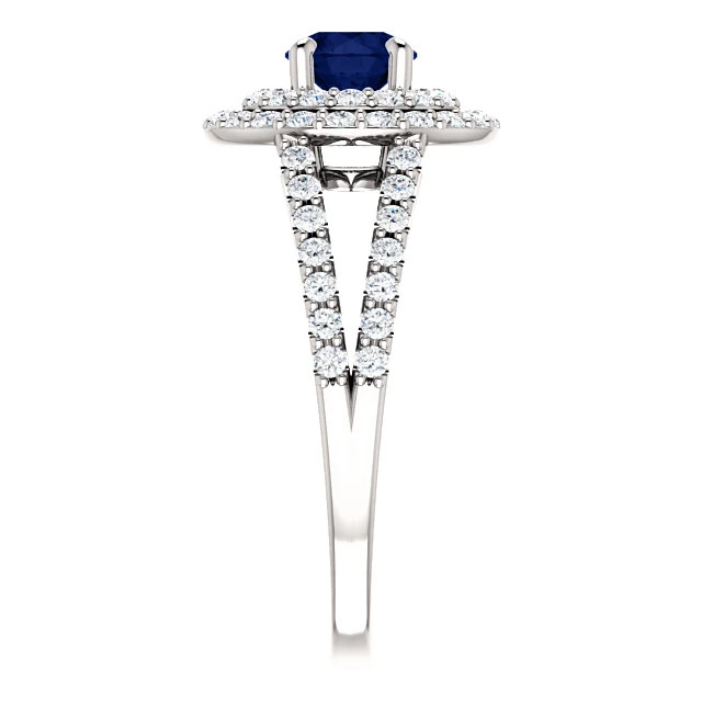 Inel de logodna din Aur 18k sau Platina cu Safir si Diamante - model 122101