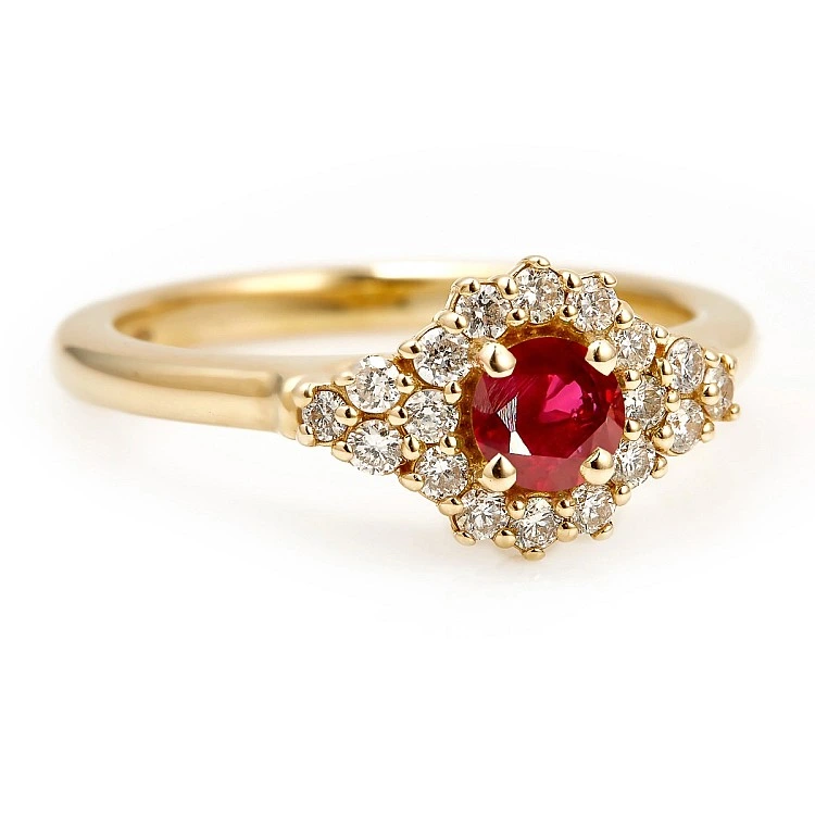 Inel de logodna din Aur 18k sau Platina cu Rubin si Diamante - model i122650