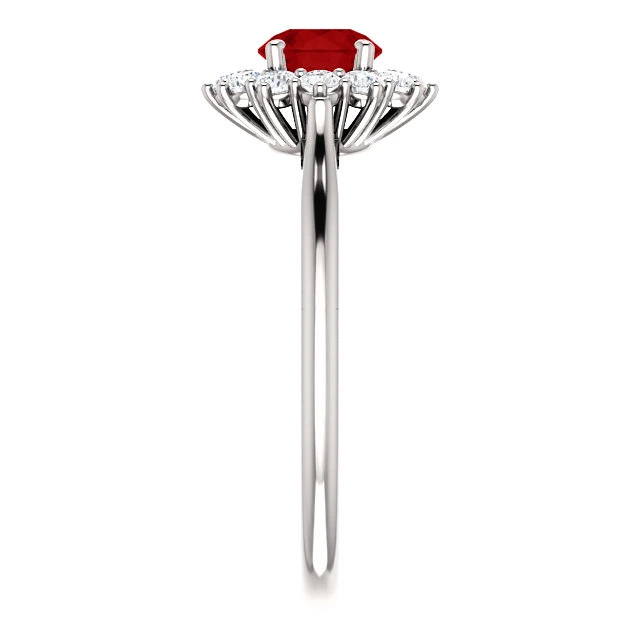 Inel de logodna din Aur 18k sau Platina cu Rubin si Diamante - model 71606