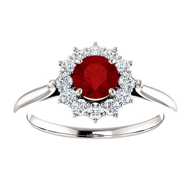 Inel de logodna din Aur 18k sau Platina cu Rubin si Diamante - model 71606
