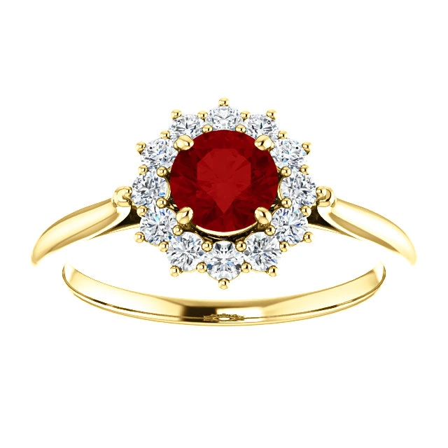 Inel de logodna din Aur 18k sau Platina cu Rubin si Diamante - model 71606