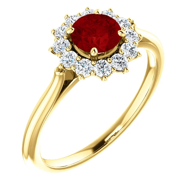 Inel de logodna din Aur 18k sau Platina cu Rubin si Diamante - model 71606