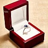 Inel de Logodna Anturaj din Aur Alb 18k cu Safir Para si Diamante Incolore - model i2989