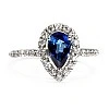 Inel de Logodna Anturaj din Aur Alb 18k cu Safir Para si Diamante Incolore - model i2989