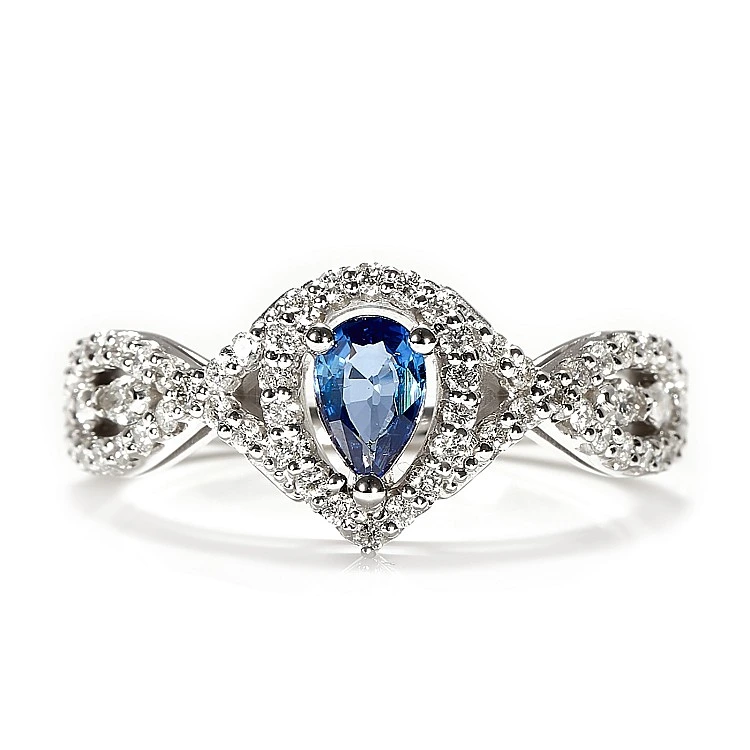 Inel Cadou din Aur 18k sau Platina cu Safir Para 6x4 mm si Diamante incolore - model i4691