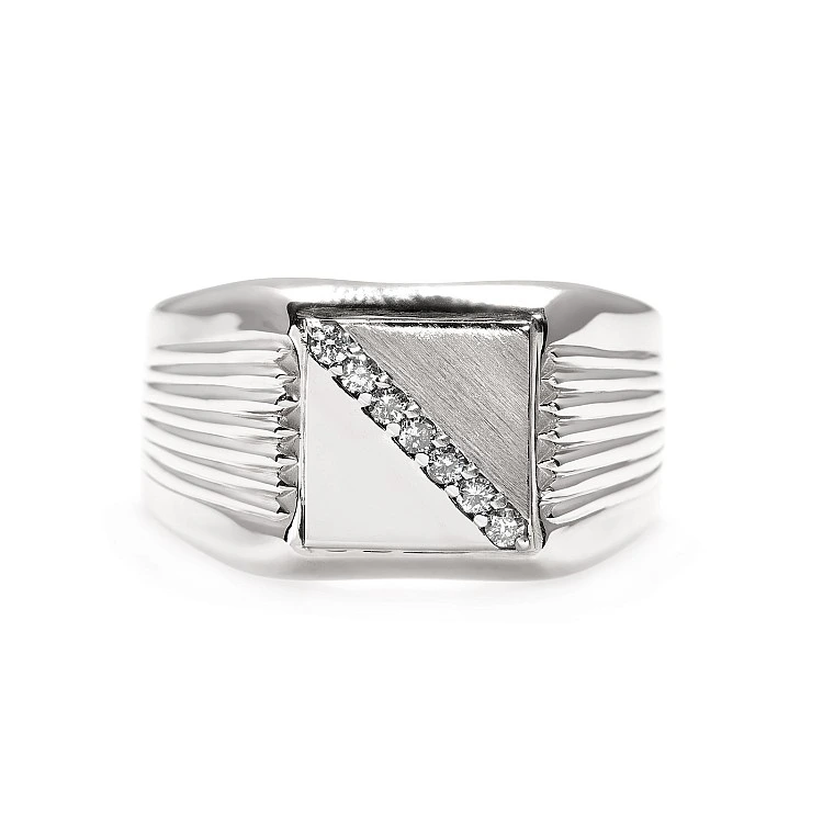 Inel Barbatesc cu Diamante Rotunde Incolore - model i3763