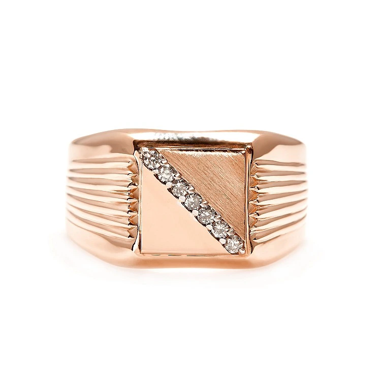 Inel Barbatesc cu Diamante Rotunde Incolore - model i3763