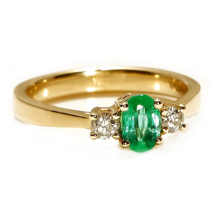 Inel de Logodna din Aur 18k sau Platina cu Smarald si Diamante - model i015