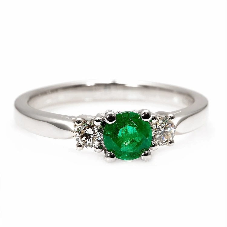 Inel de Logodna din Aur 18k sau Platina cu Smarald si Diamante - model i025