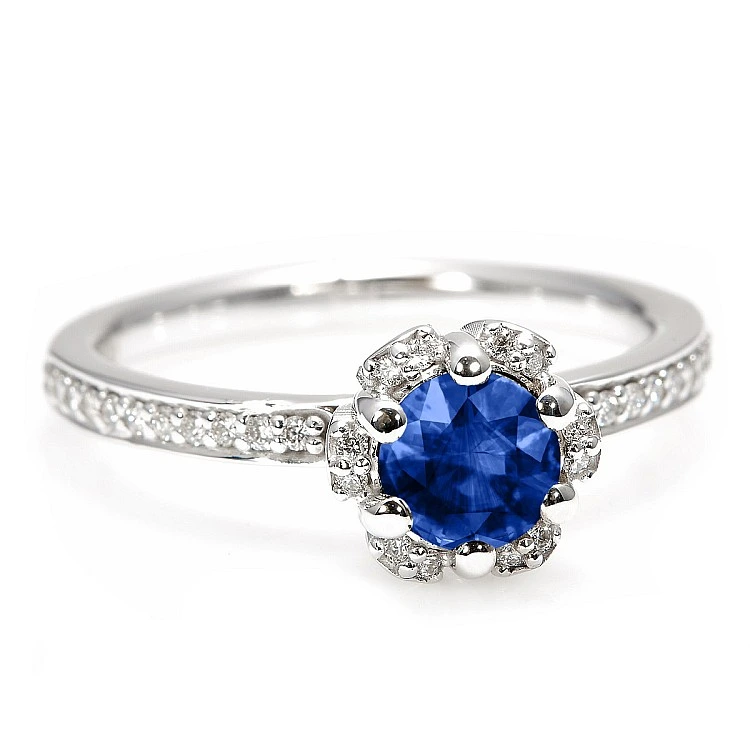 Inel de Logodna din Aur 18k sau Platina cu Safir si Diamante - model i121997