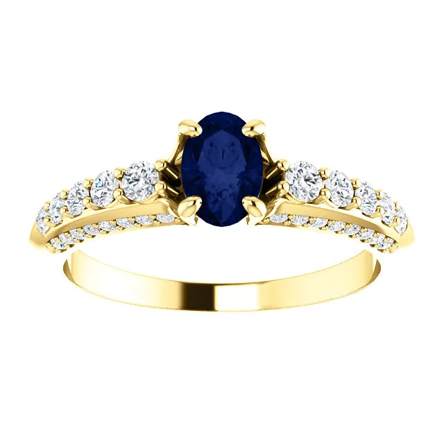 Inel de logodna din Aur cu Safir Oval si Diamante - model 122219