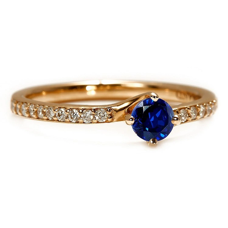 Inel din Aur cu Safir si Diamante - model 122358