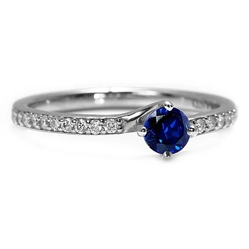 Inel din Aur cu Safir si Diamante - model 122358