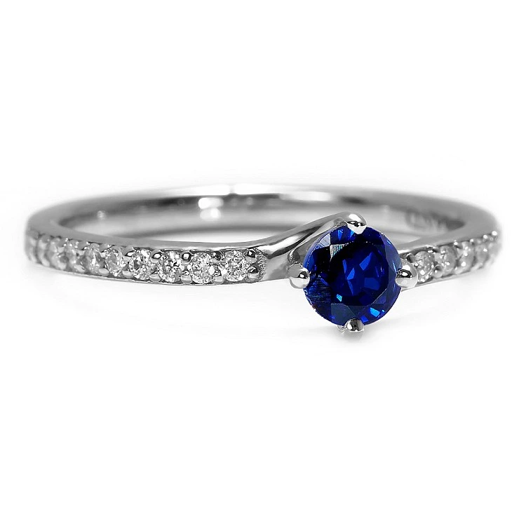 Inel din Aur cu Safir si Diamante - model 122358