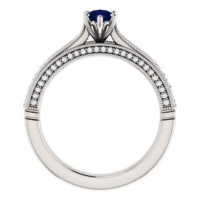 Inel de logodna din Aur 18k sau Platina cu Safir si Diamante - model 122474