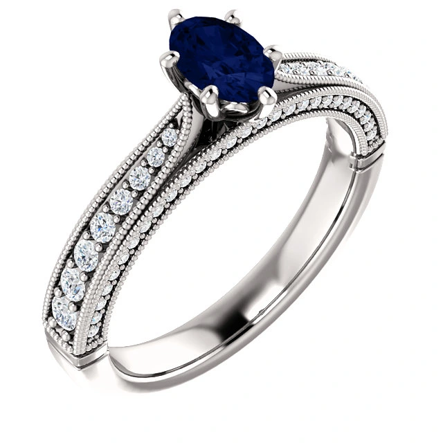 Inel de logodna din Aur 18k sau Platina cu Safir si Diamante - model 122474