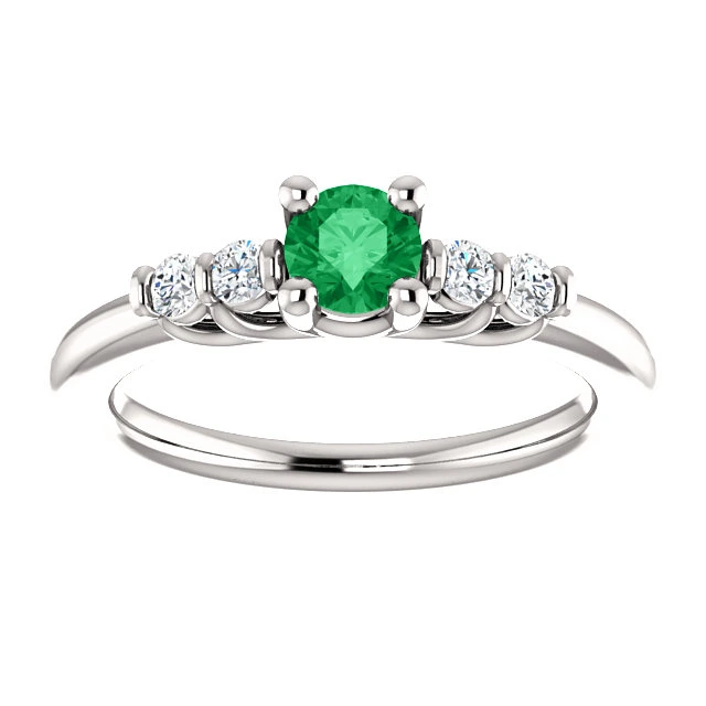 Inel de Logodna din Aur 18k sau Platina cu Smarald si Diamante - model i122543