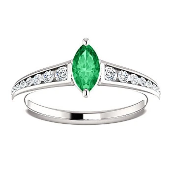 Inel din Aur cu Smarald Marquise si Diamante - model 122866