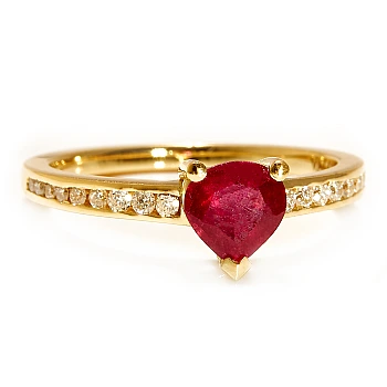 Inel de Logodna din Aur Galben 18k cu Rubin si Diamante Incolore - model i122866