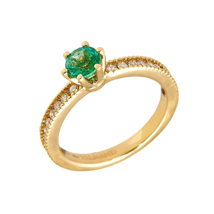 Inel de Logodna din Aur 18k sau Platina cu Smarald si Diamante - model i539