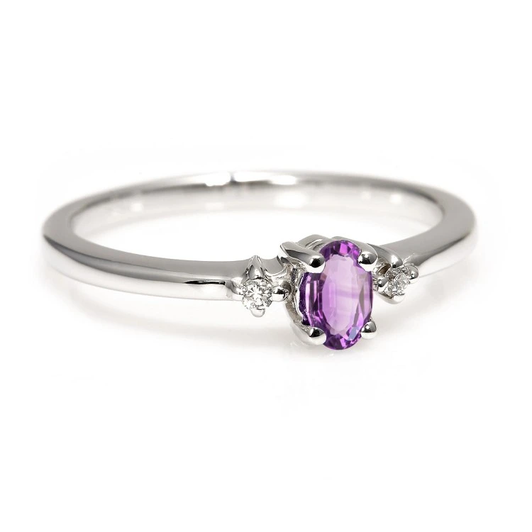 Inel Cadou din Aur cu Ametist si Diamante - model i020