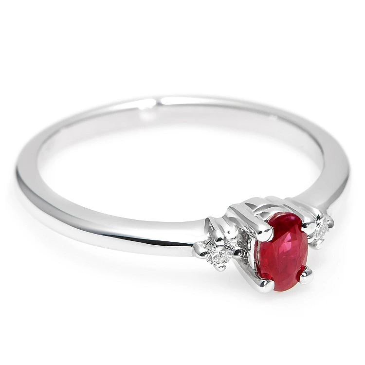 Inel Cadou din Aur 18k sau Platina cu Rubin si Diamante - model i020