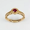 Inel de logodna Vintage din Aur 18k sau Platina cu Rubin si Diamante - model i1353
