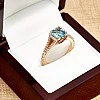 Inel Cadou din Aur cu Topaz Cushion, Rubine si Diamante - model i2705