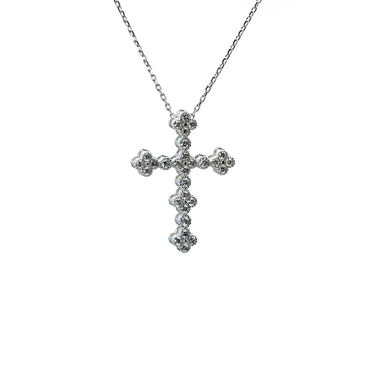 Pandantiv Cruciuliță din Aur cu Diamante Rotunde - model pan3661