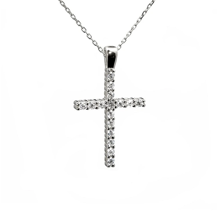 Cruciulita Unisex din Aur sau Platina cu Diamante - model pan1015