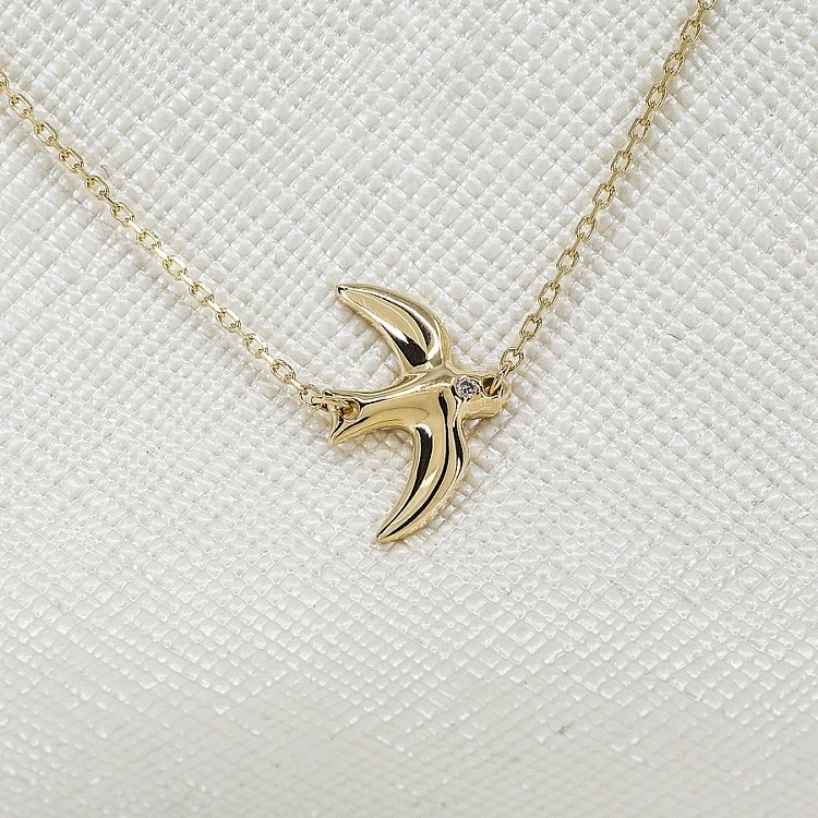 Colier cu Randunici din Aur 14k cu Diamant - model col1346