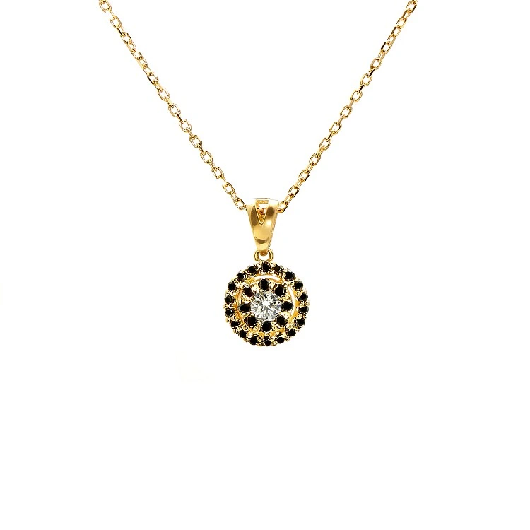 Pandantiv Anturaj din Aur cu Diamant Incolor si Diamante Negre - model pan1647