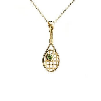 Pandantiv Model Paleta de Tennis din Aur cu Diamant Verde - model pan1692