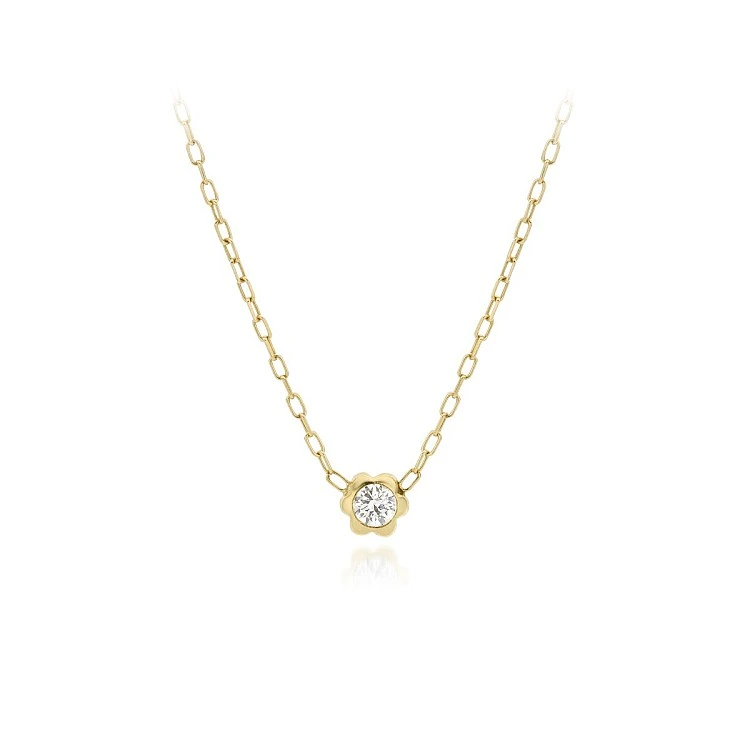 Choker Floare din Aur cu Diamant Natural - model pan2052