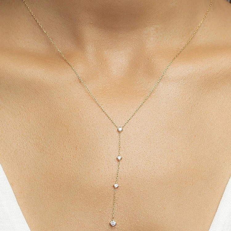 Colier in forma Y din Aur cu Diamante incolore - model col2054