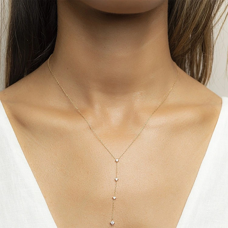 Colier in forma Y din Aur cu Diamante incolore - model col2054