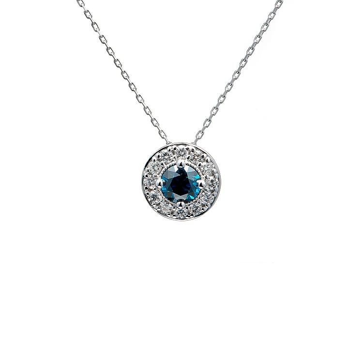 Pandantiv Anturaj din Aur cu Diamant Albastru si Incolore - model pan2159