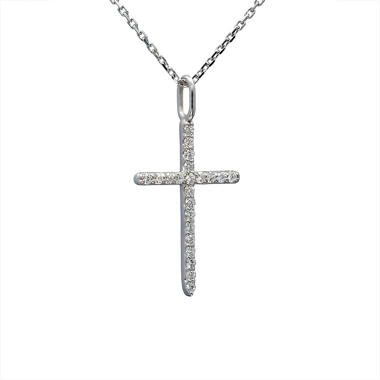 Cruciulita din Aur cu Diamante Incolore - model pan2661