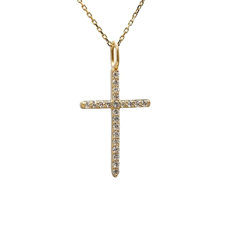 Cruciulita din Aur cu Diamante Incolore - model pan2661