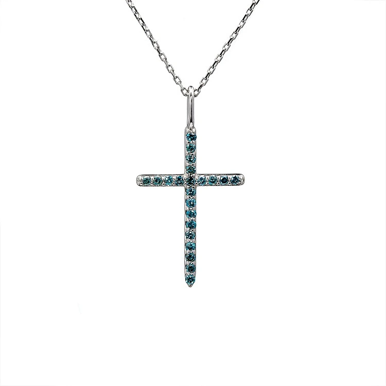 Cruciulita din Aur cu Diamante Albastre - model pan2661