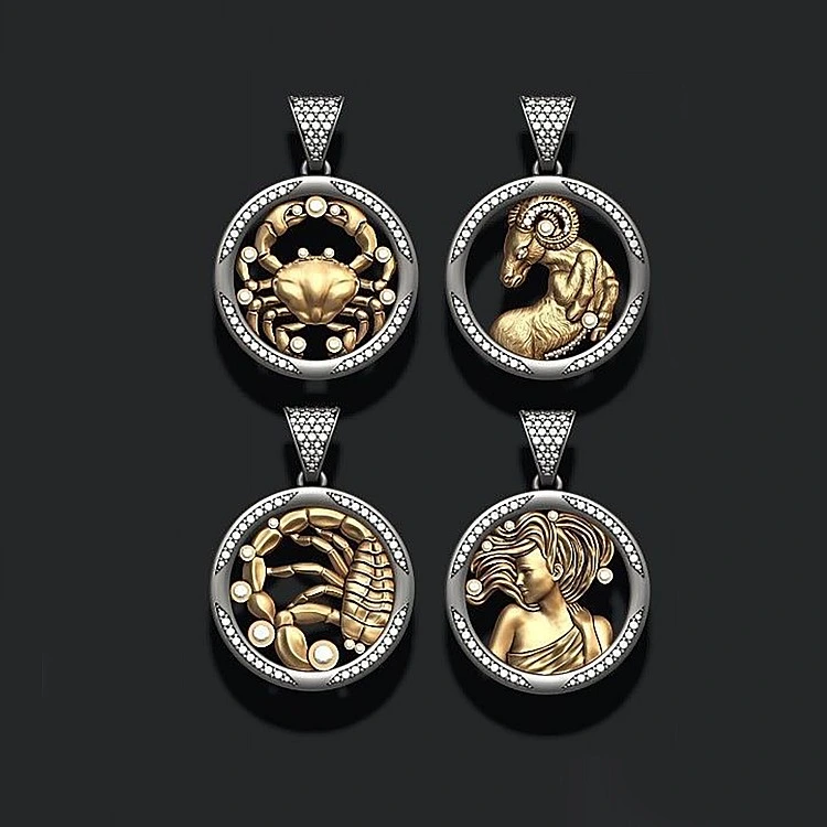 Pandantiv Barbat Zodiac din Aur sau Platina cu Diamante - model pan2955