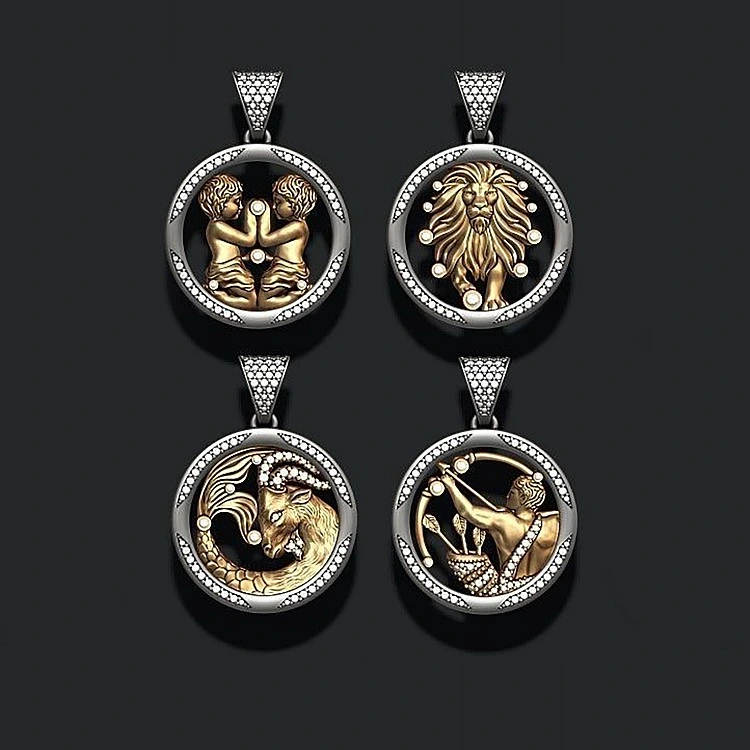 Pandantiv Barbat Zodiac din Aur sau Platina cu Diamante - model pan2955